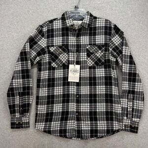Tallwoods Flannel Shirt Men Small Black White Plaid Filmore Cabin Lumberjack NEW